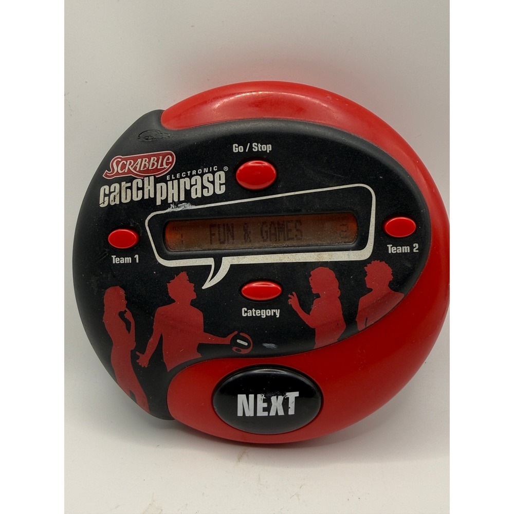 Scrabble Electronic Catchphrase Handheld Game Red Black Word Party‎ Game Tested